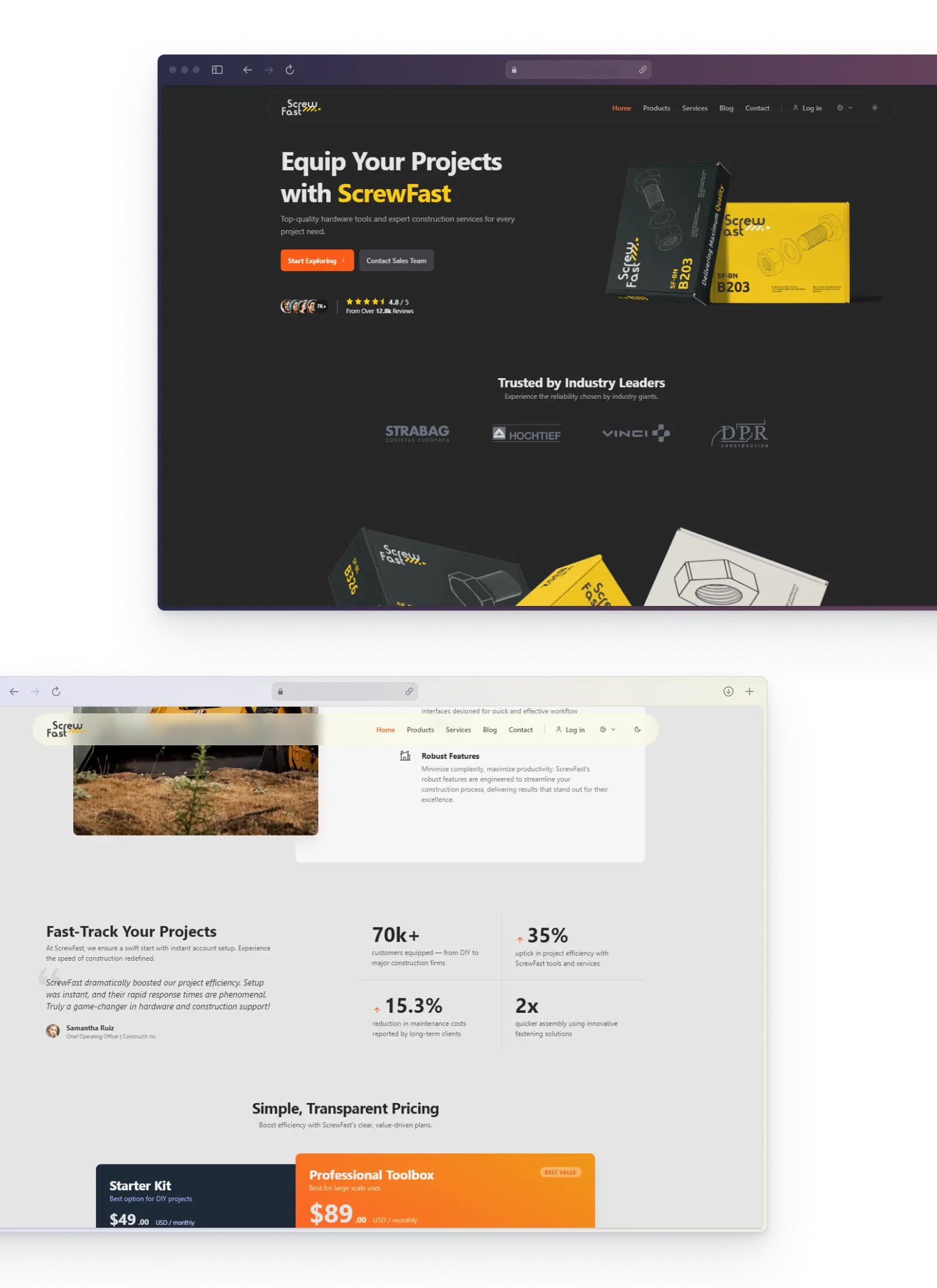 A preview of a custom landing page