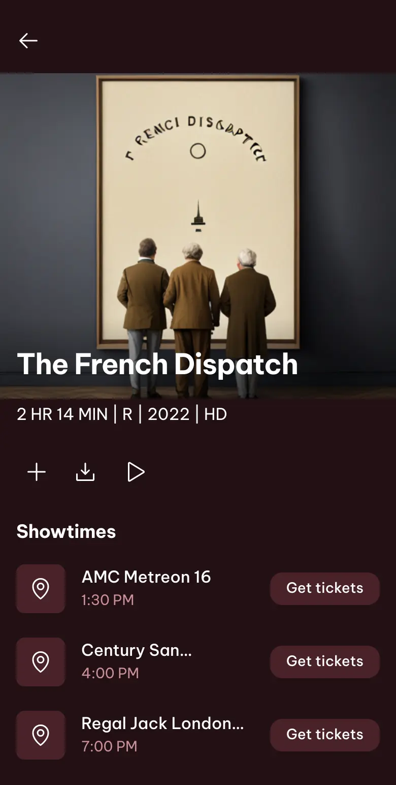 A preview of a custom entertainment app